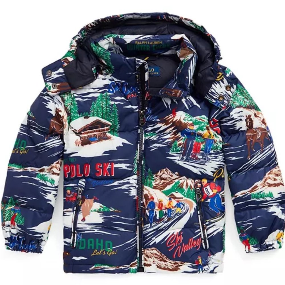 Polo Ralph Lauren Boys Ski-Print Water-Repellent Hooded Down Jacket 4T  Last One